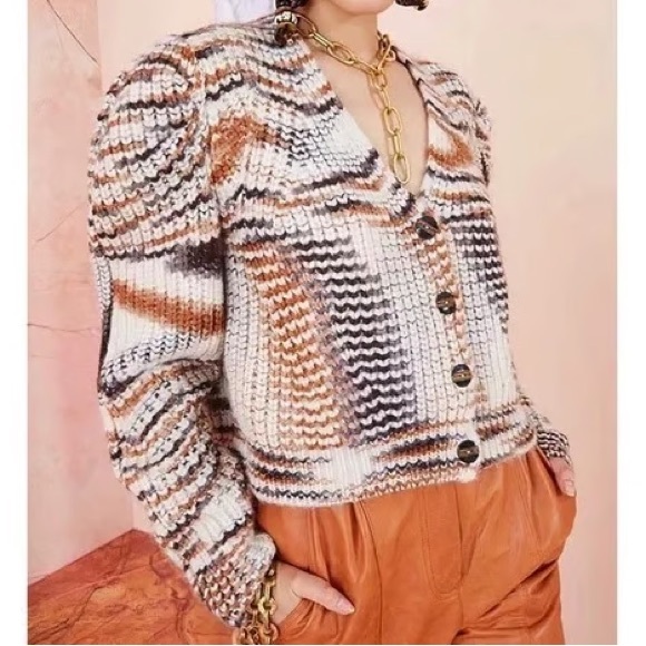 NWOT Ulla Johnson Greta alpaca-blend puff-sleeve knit cardigan sweater Size S
